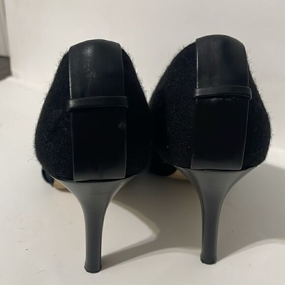 Kate Spade Rhinestone Buckle Black Peep Toe Heels Size 6.5 - Picture 5 of 8